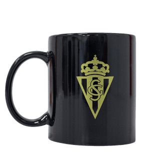 BLACK MUG WITH GOLDEN SHIELD