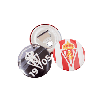 BLACK AND WHITE CIRCULAR BOTTLE OPENER MAGNET SHIELD