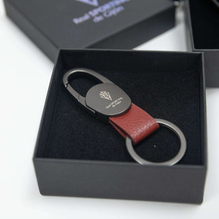 RED LEATHER CARABINER KEYRING