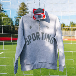 SUDADERA SPORTING 1/4 ZIP GRIS