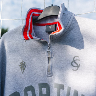 SUDADERA SPORTING 1/4 ZIP GRIS