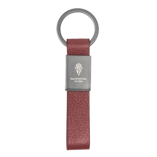 RED LEATHER STEEL KEYRING