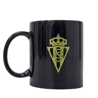 TAZA NEGRA ESCUDO DORADO